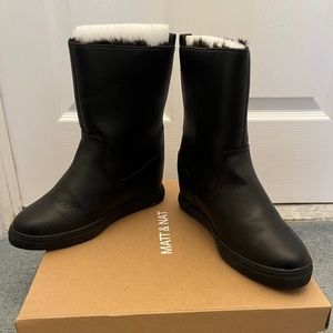 Matt & Nat Vegan fur lined boots with hidden 2” wedge Black Size 9 (EU 40)